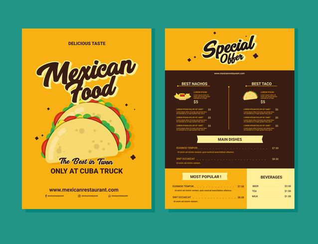 Mexican Food Menu Vector