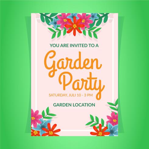 Plantilla de invitación de fiesta de jardín vector