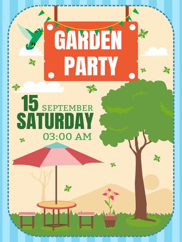 Striped Garden Party Invitation Vector