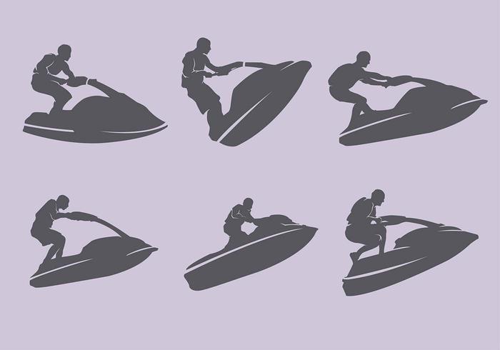 Jet Ski Silhouette set Ilustración vector