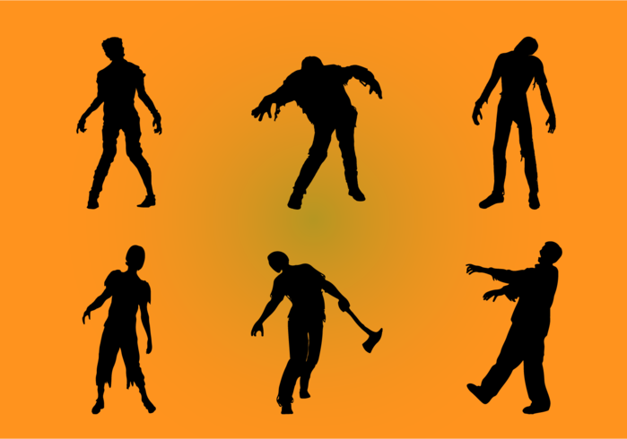 Conjunto de siluetas Zombie vector