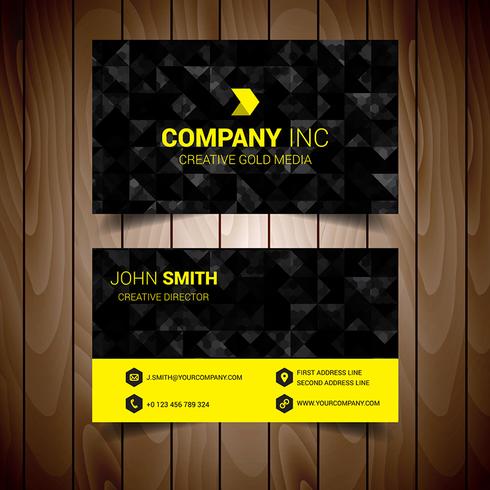 Black And Yellow Abstract Corporate Business Card vector