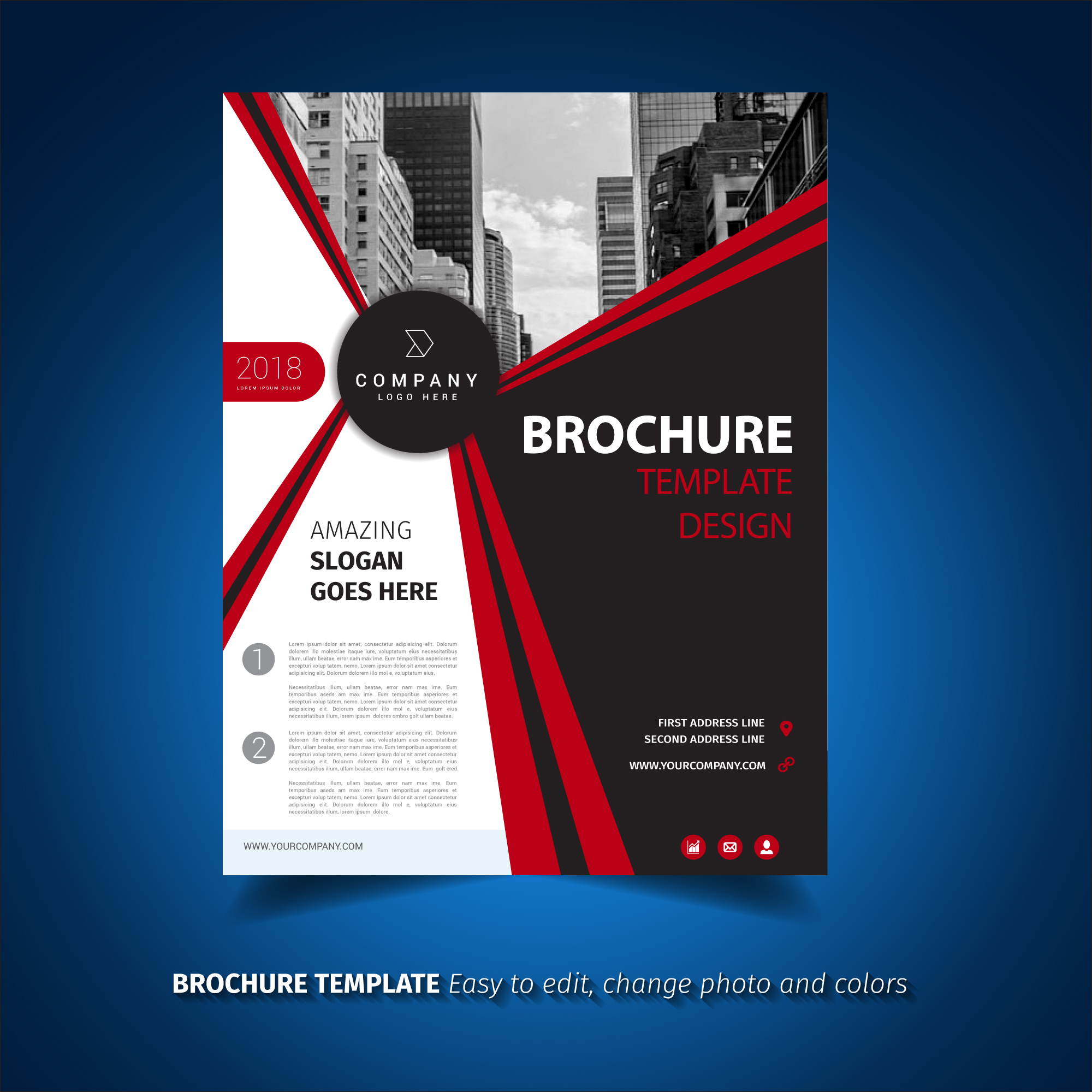 Red And Black Brochure Template 212706 Vector Art at Vecteezy