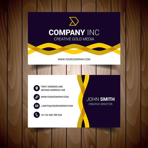 Black And Yellow Wavy Corporate Business Card vector