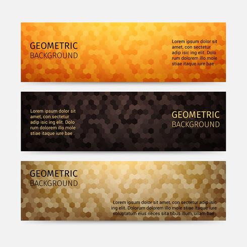 Hexagon Abstract Background Header Set vector