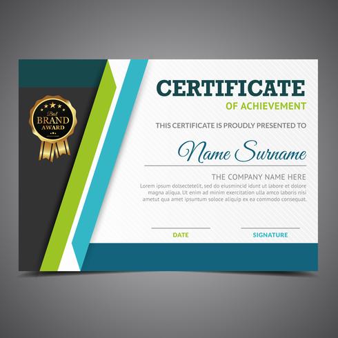 Green And Blue Diploma Template vector