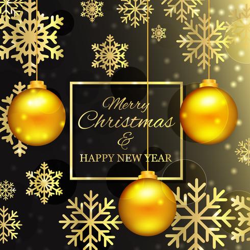 Christmas Background With Golden Balls vector