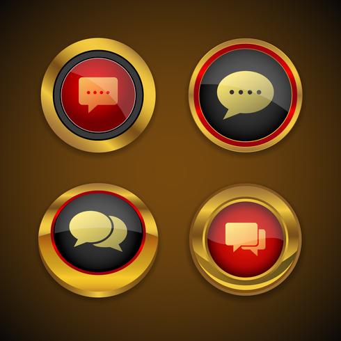 Speech Bubble Gold Icon Button vector