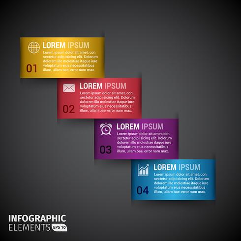 Colorido origami paso arriba estilo infografía vector