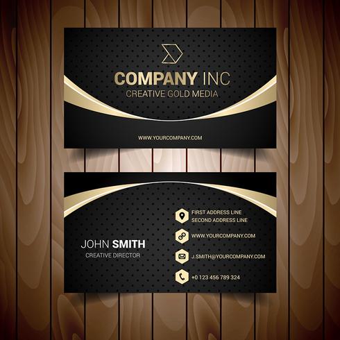 Gold And Grey Bordered Business Card vector