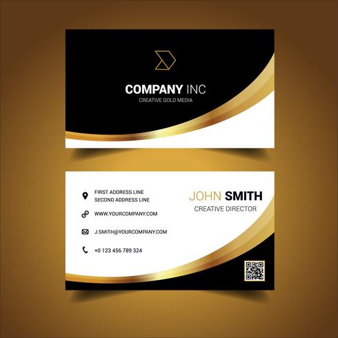 Black And Gold Curved Business Card vector