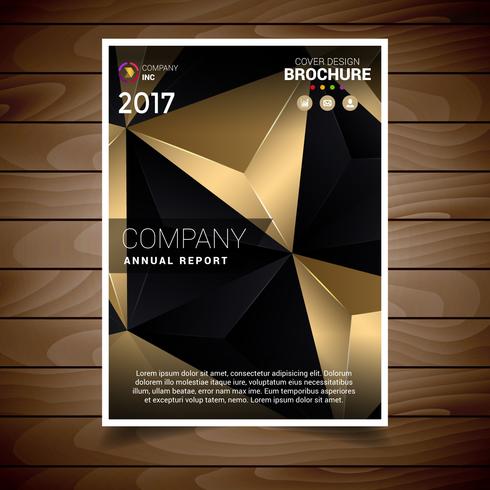 Black And Gold Abstract Triangles Brochure Design Template vector