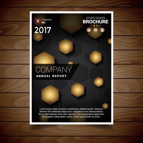 Gold Hexagonal Abstract Brochure Design Template vector