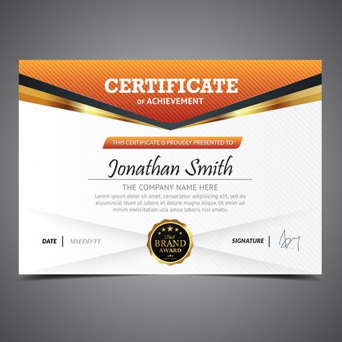 Orange Diploma Template vector