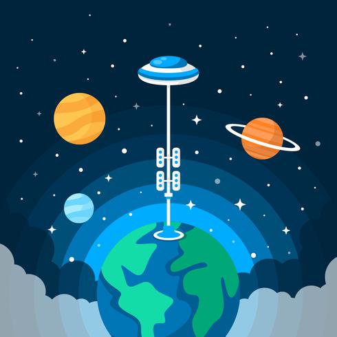 Space Elevator Illustration vector