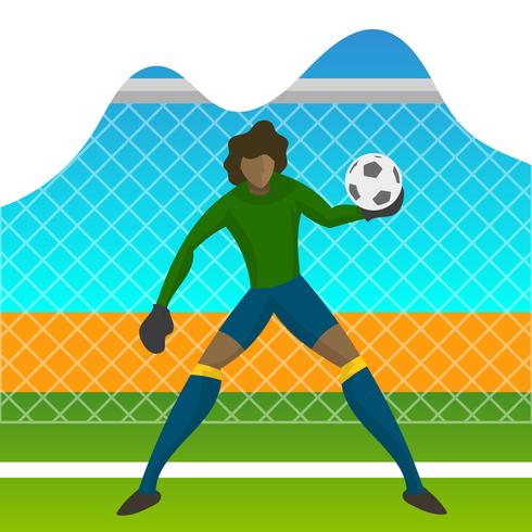 Modern Minimalist Brazil Soccer Goalkeeper Player Catch a ball  with gradient background vector Illustration