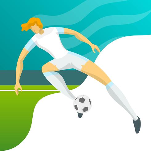 Modern Minimalist England Soccer Player for World Cup 2018 passing a ball with gradient background vector Illustration