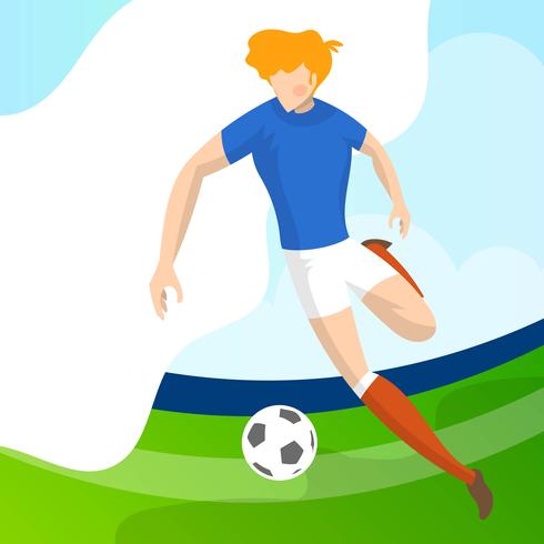 Modern Minimalist France Soccer Player Ready to shooting ball with gradient background vector Illustration