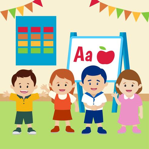 Niños en el aula vectorial vector