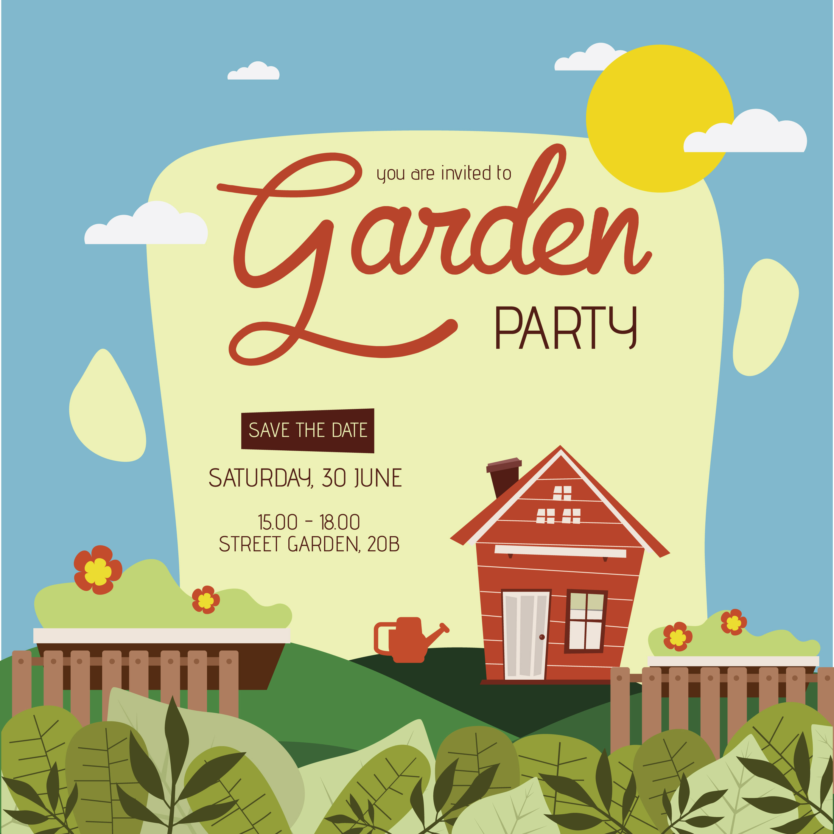 Garten Party Einladung Vorlage - Download Kostenlos Vector, Clipart