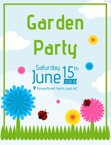 Garden Party Invitation Template vector