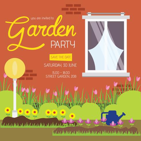 Garden Party Invitation Template vector