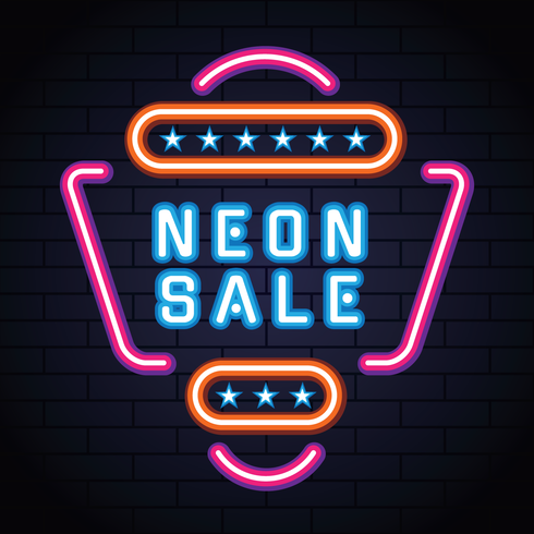 Venta de neón retro vector