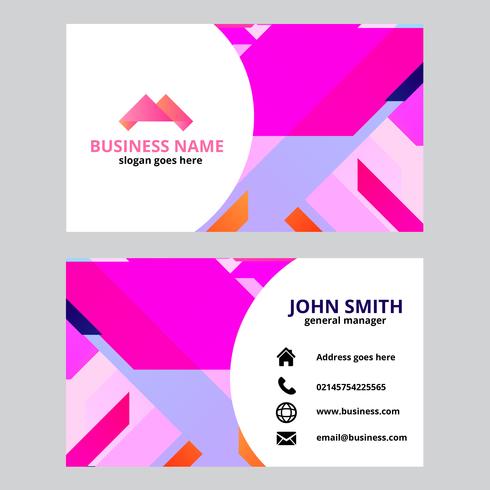 Pink Geometric Business Card Template vector
