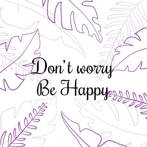 Cute Purple Palm Leaves With Inspirational Quote vector