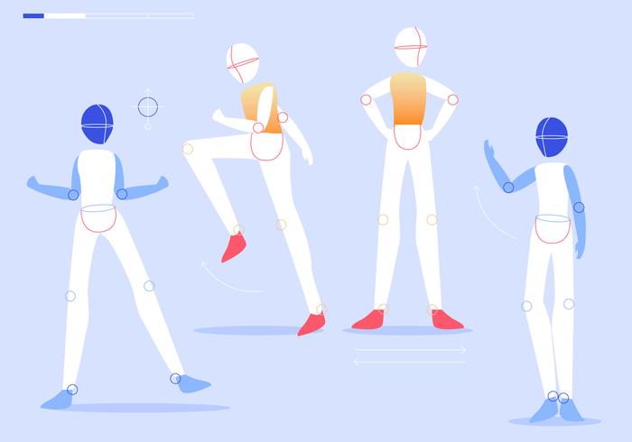 Posed Mannequin Model Flat Vector Illustration