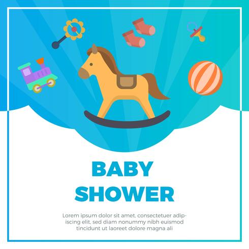 Flat Baby Shower elements with fancy background vector Illustration