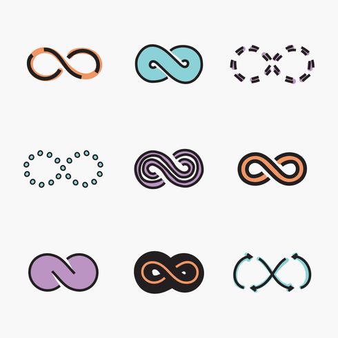 Set Of Outlined Infinity Symbols vector