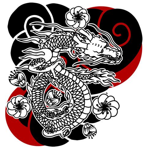 Dragón Tatuaje Japonés vector