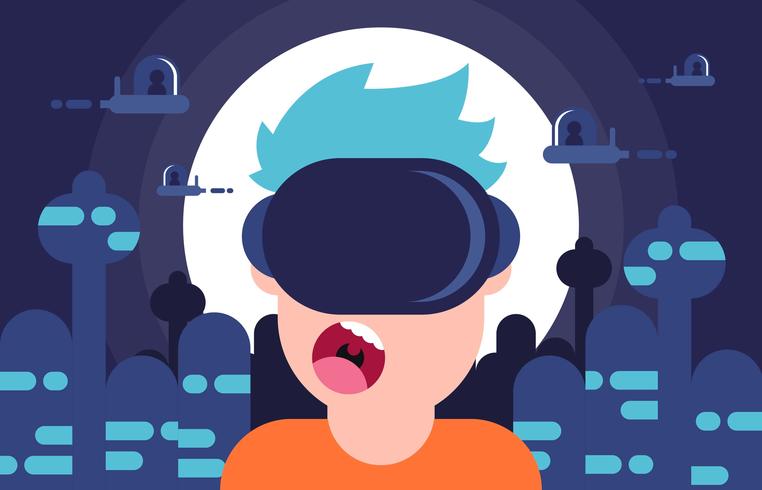 Futurism Virtual Reality Game Flat Illustration Vector