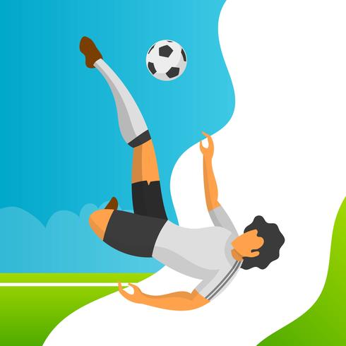 Moderno jugador de fútbol minimalista de Alemania para la Copa del mundo 2018 listo para disparar la bola con el fondo degradado vectorial vector