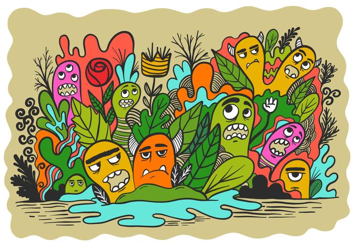 Monsters in a garden vector