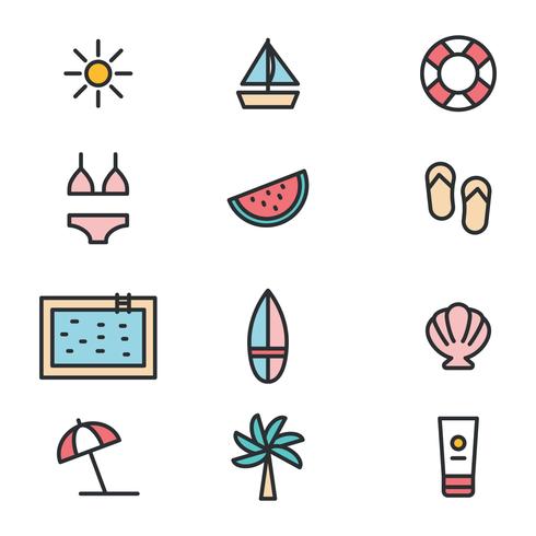 Outlined Beach Stuff vector