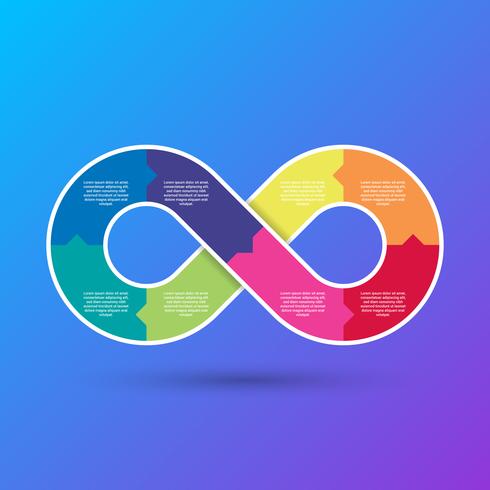 Infinity Shape Process Diagram With Eight Steps Workflow vector