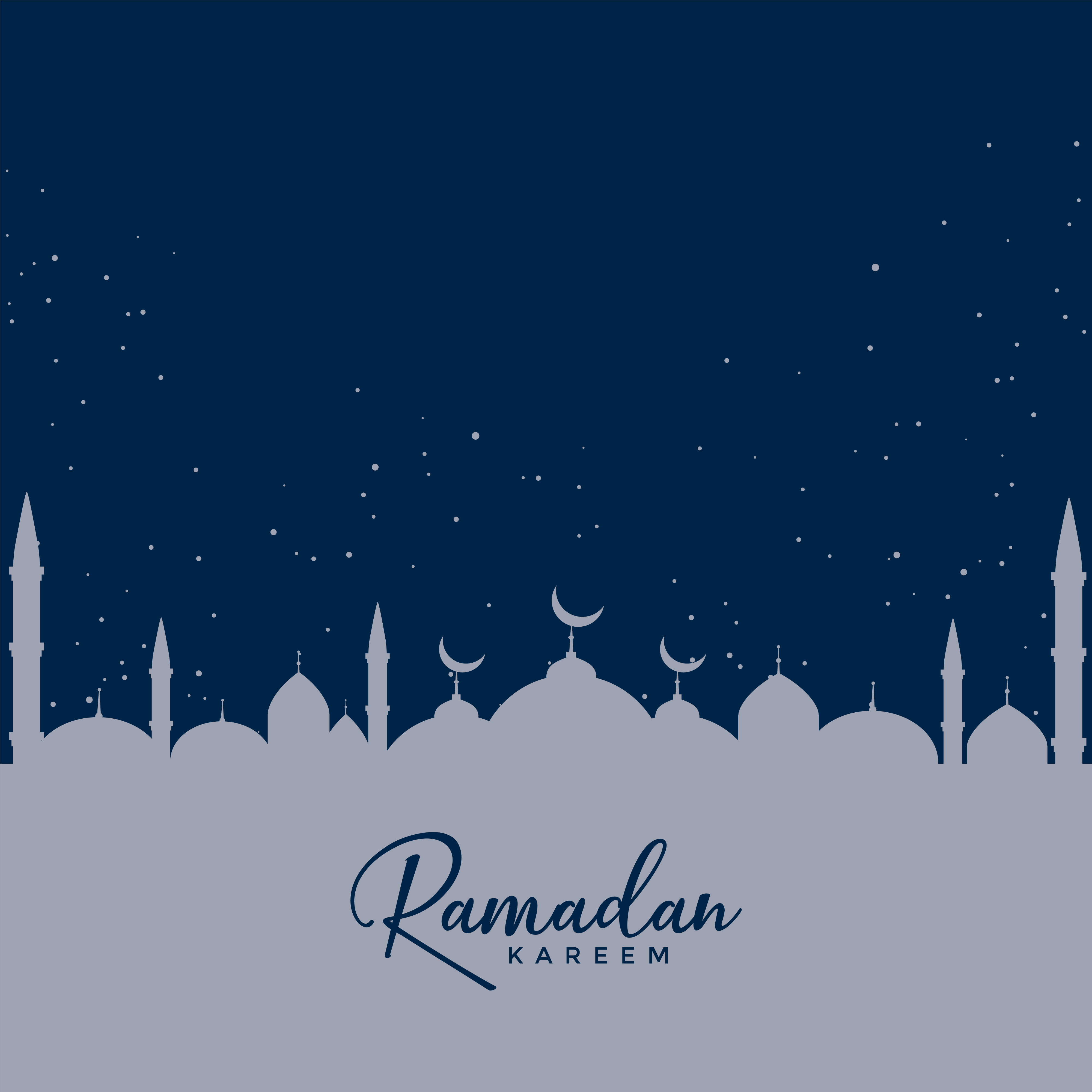 Mosque on blue stars background, ramadan kareem design 