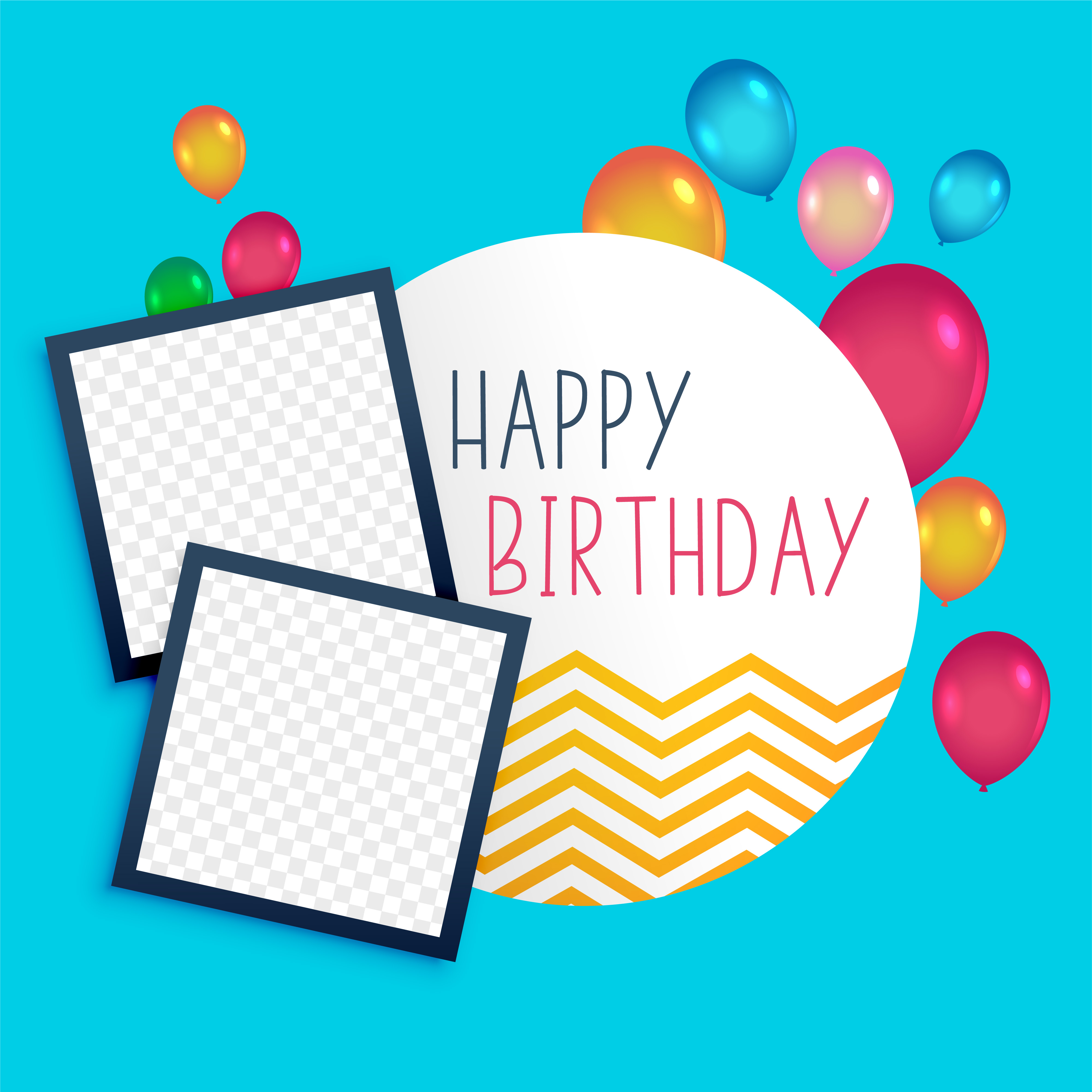 happy birthday template with photo frame - Download Free Vector Art ...