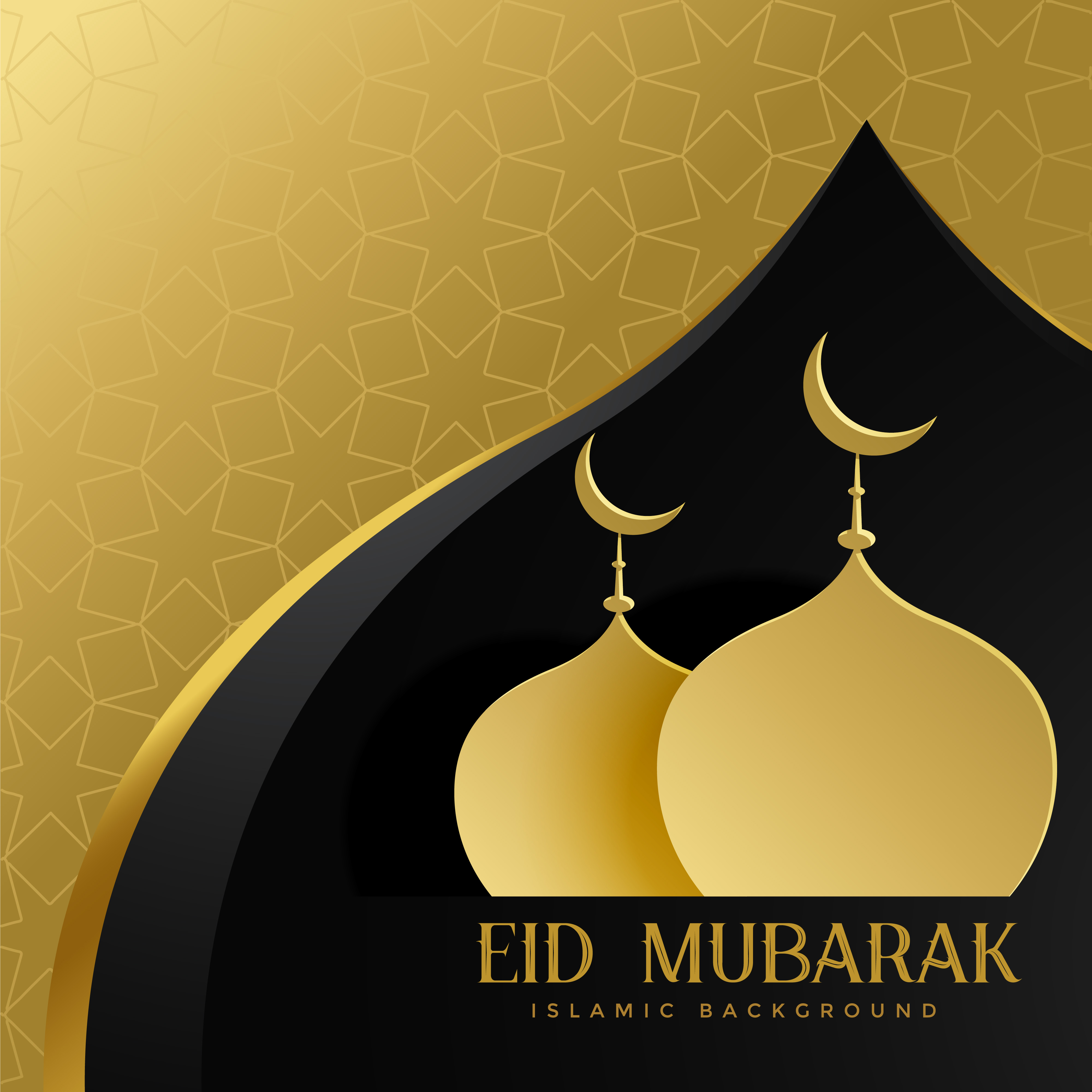 Eid Mubarak Creative Greeting With Mosque Top Download Free Vector