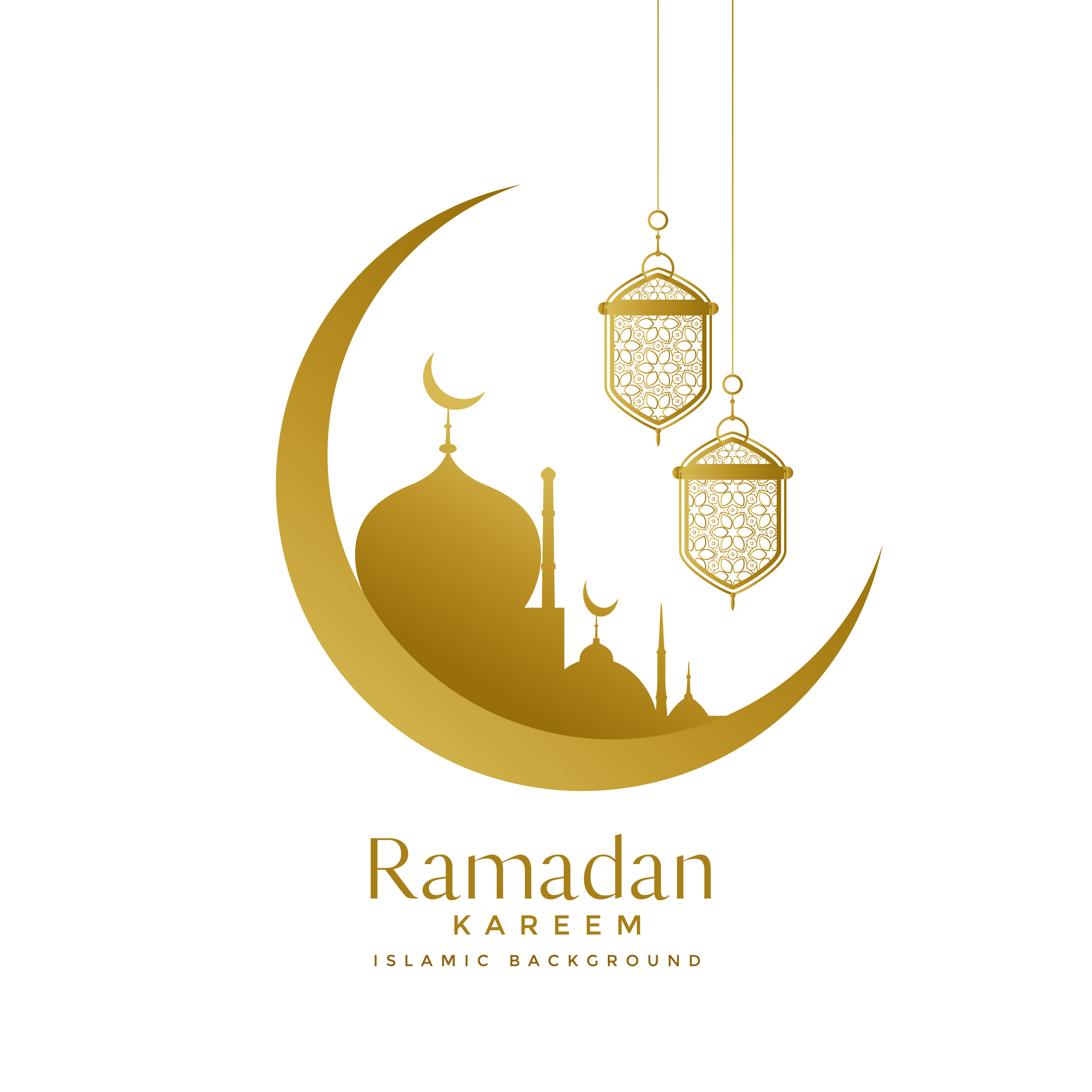 Beautiful golden moon and mosque ramadan kareem design 