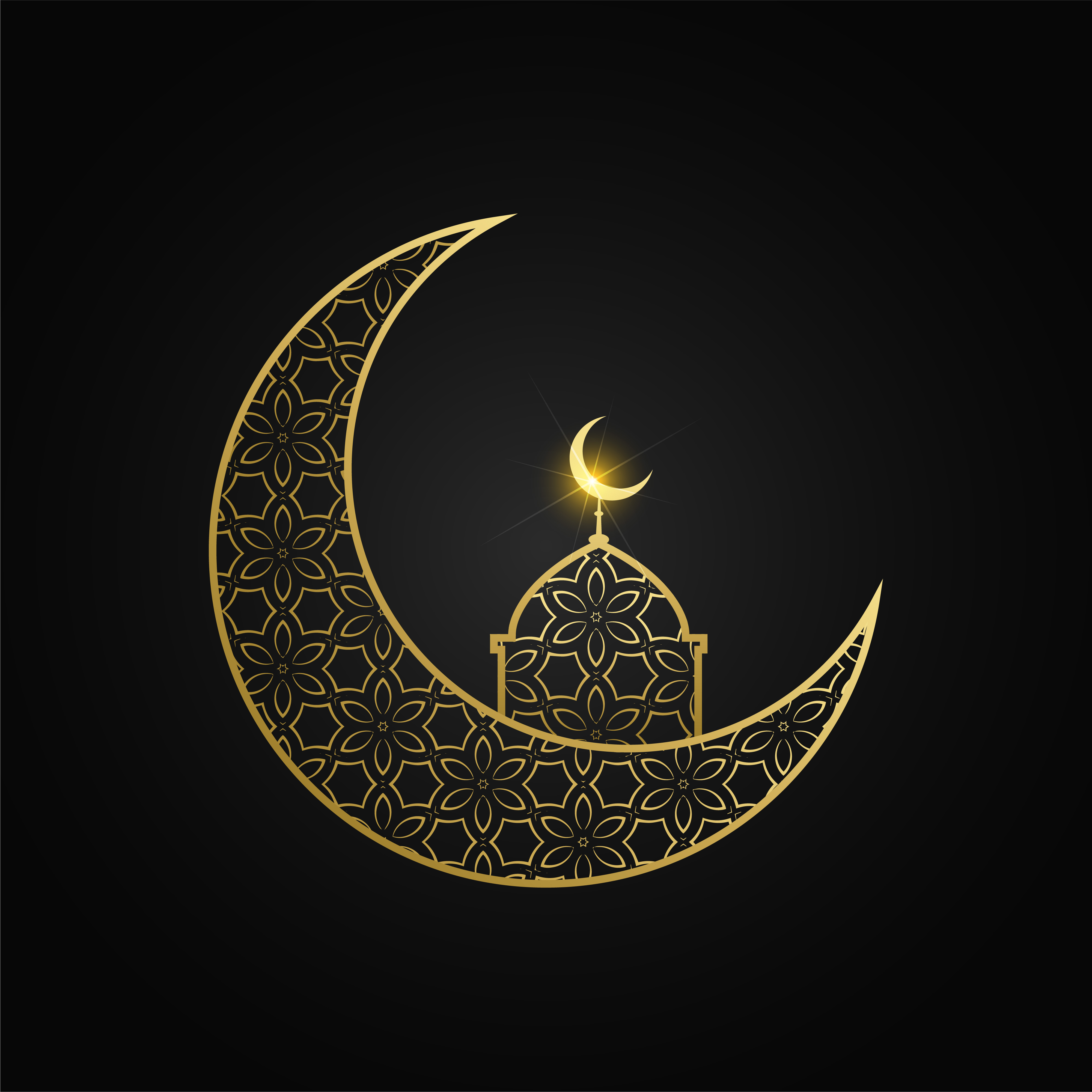 Creative Eid Mubarak Moon And Mosque Design Download Free Vector Art