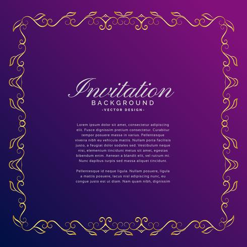 invitation background with golden border - Download Free Vector Art