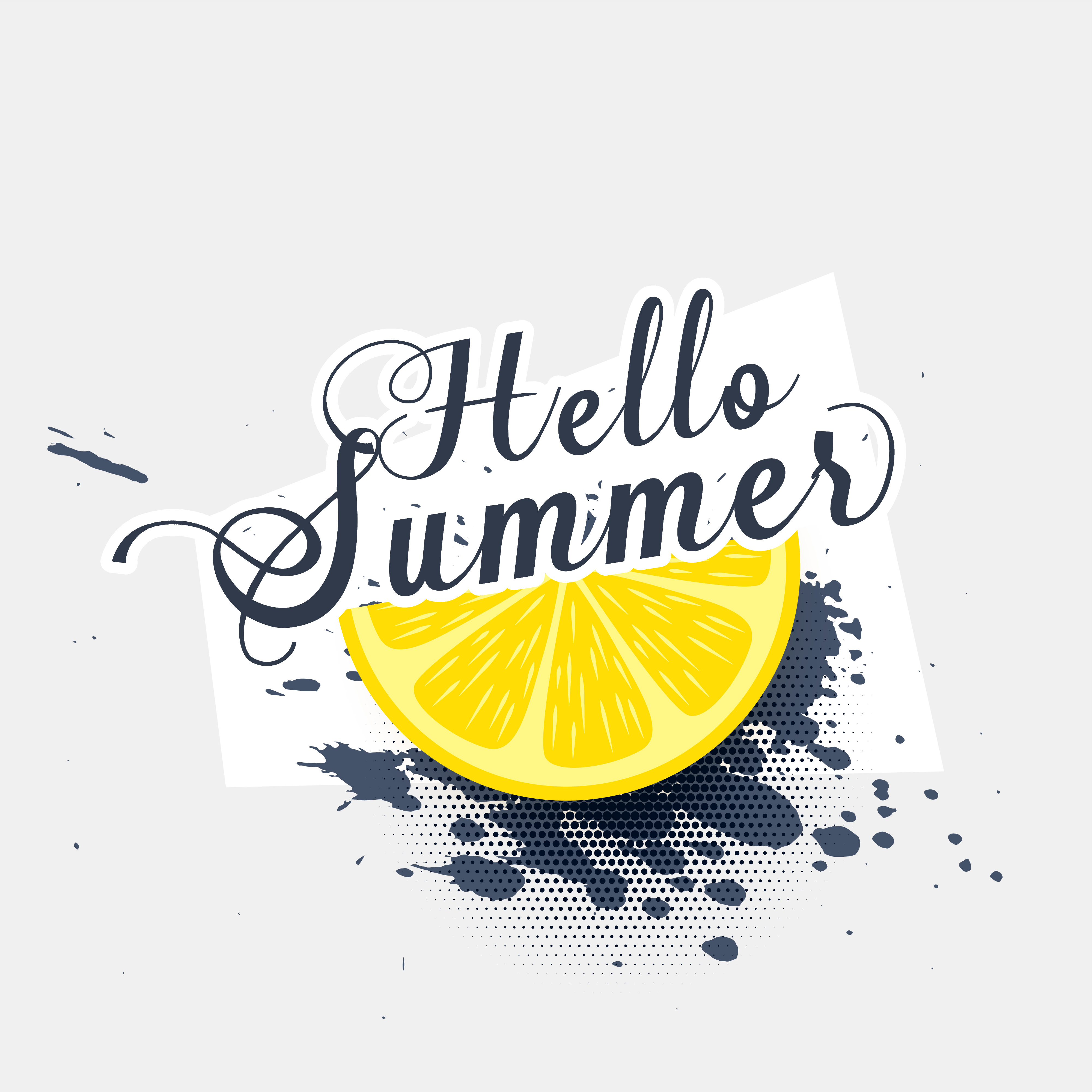 hello summer lemon grunge splash background Download Free Vector Art