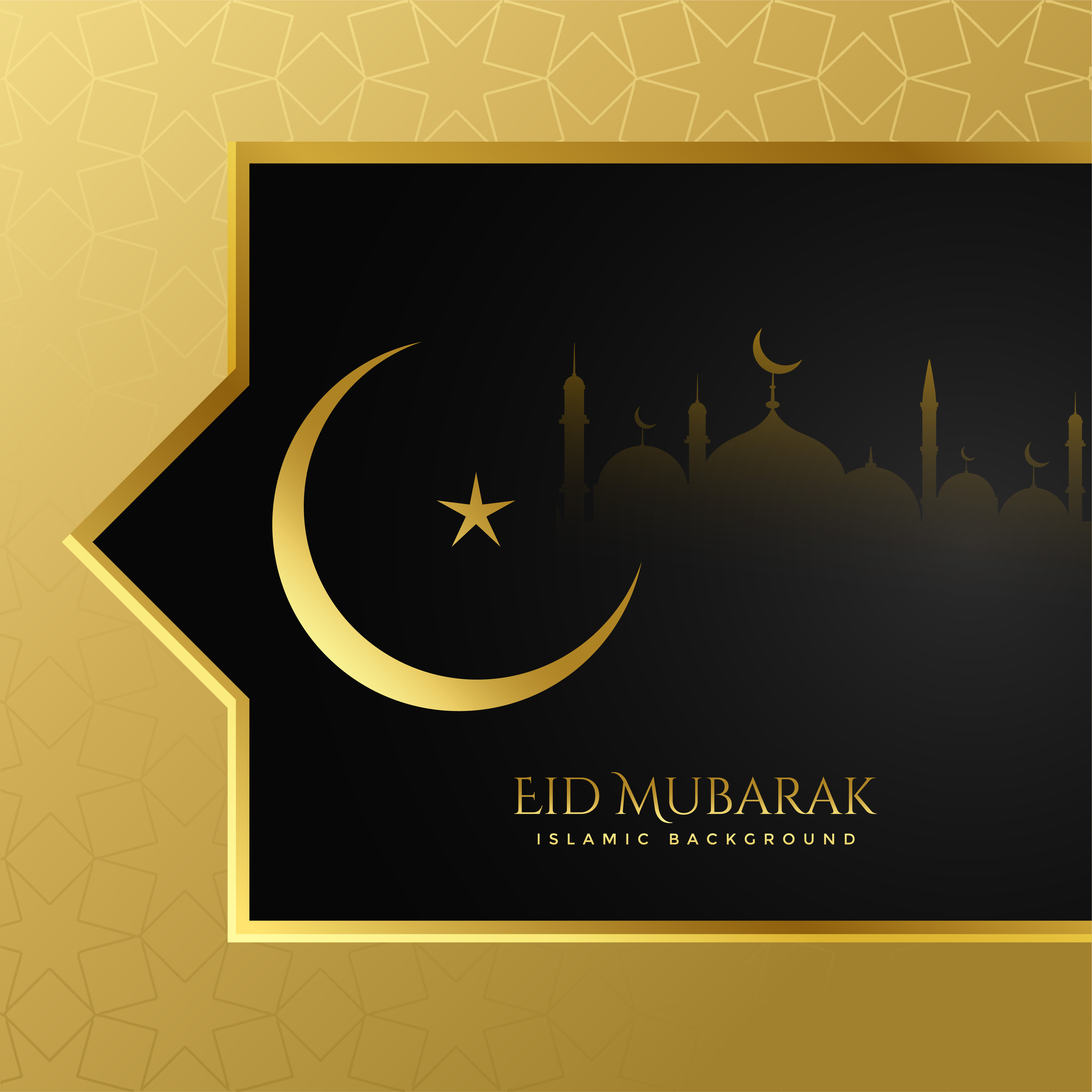 Elegant golden eid mubarak premium greeting - Download 
