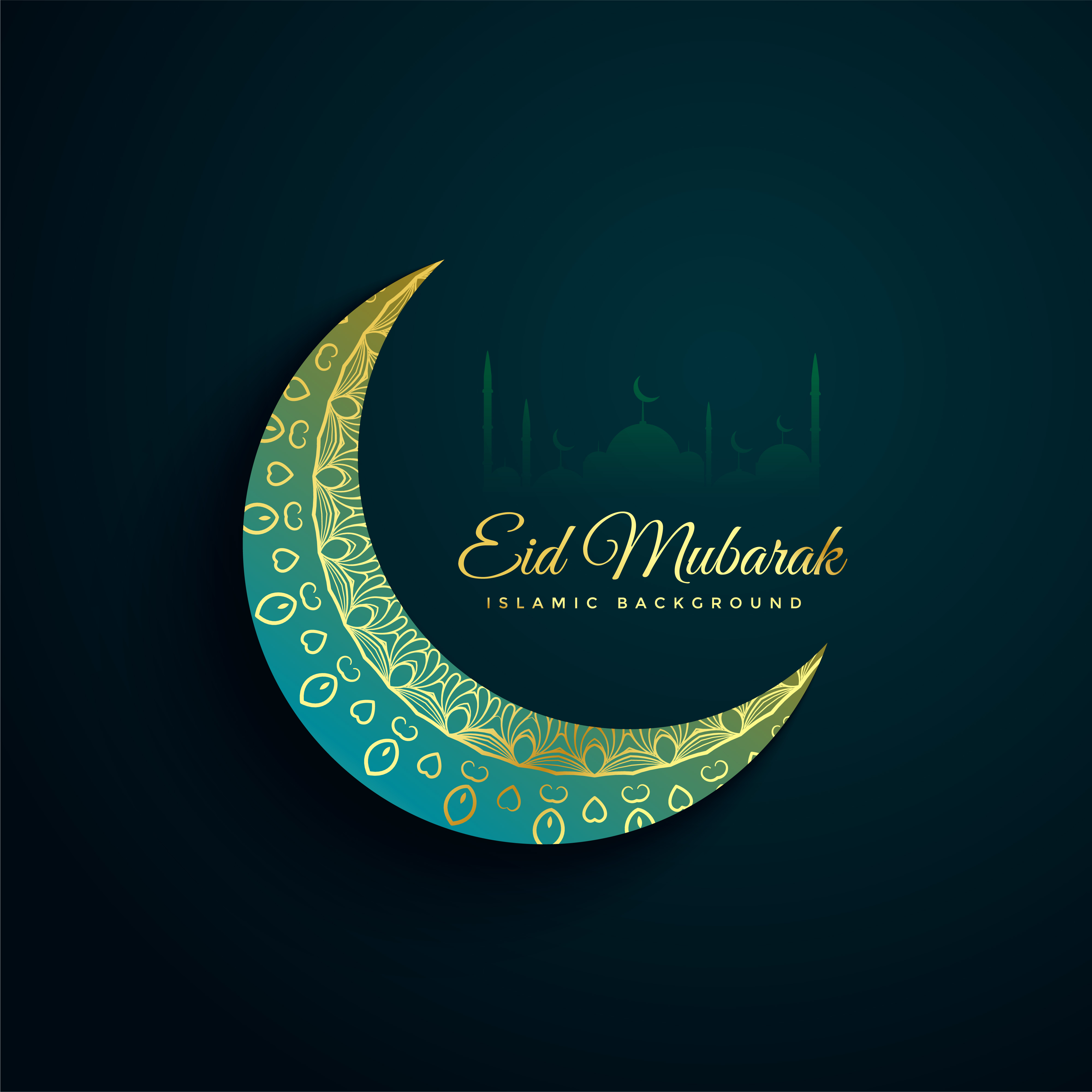 Beautiful decorative eid mubarak moon background 