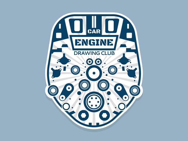 Beautiful Car Engine Drawing Vectors