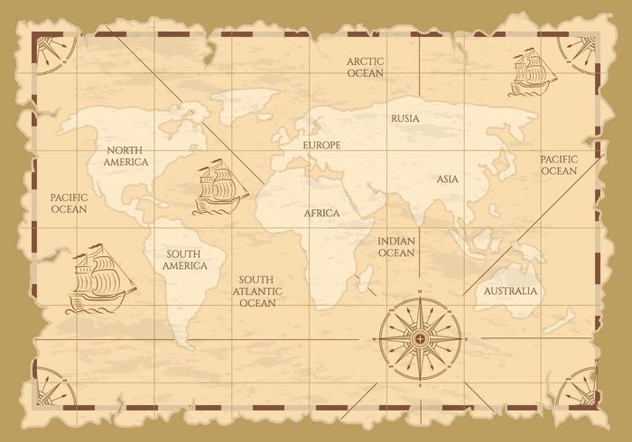 Ancient World Map Illustration vector