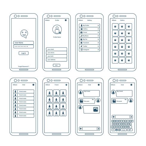 Apps Wireframe Elements vector